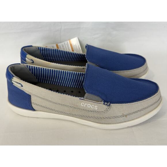 Crocs Walu Women’s Canvas Loafers Slip-On Blue US 9 Boat Shoes - Picture 1 of 10